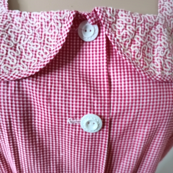 SOLD 40s Vintage Princess Peggy Button Gingham Front House Dress Rockabilly VLV - Picture 9 of 12